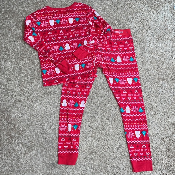 Cat & Jack kids red Christmas winter matching pajama set - Picture 7 of 7